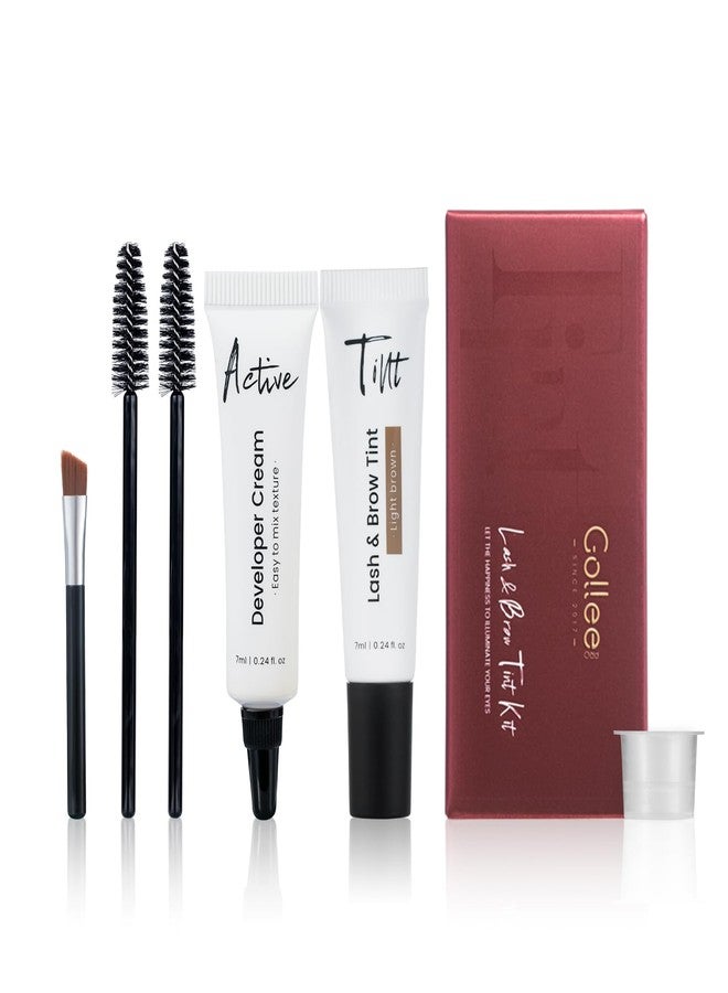 GOLLEE Lash Color Kit Light Brown Lasting for 4 Weeks Professional Eyelash & Eyebrow Color Kit with Natural Looking Safe Ingredients Easy to Use for Salon & Home - Image 1